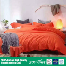 Pure color tencel four sets of bamboo quilt linen hotel bedding set